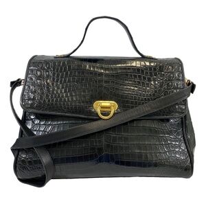 Barfield Collection Black Reptile Leather Handbag